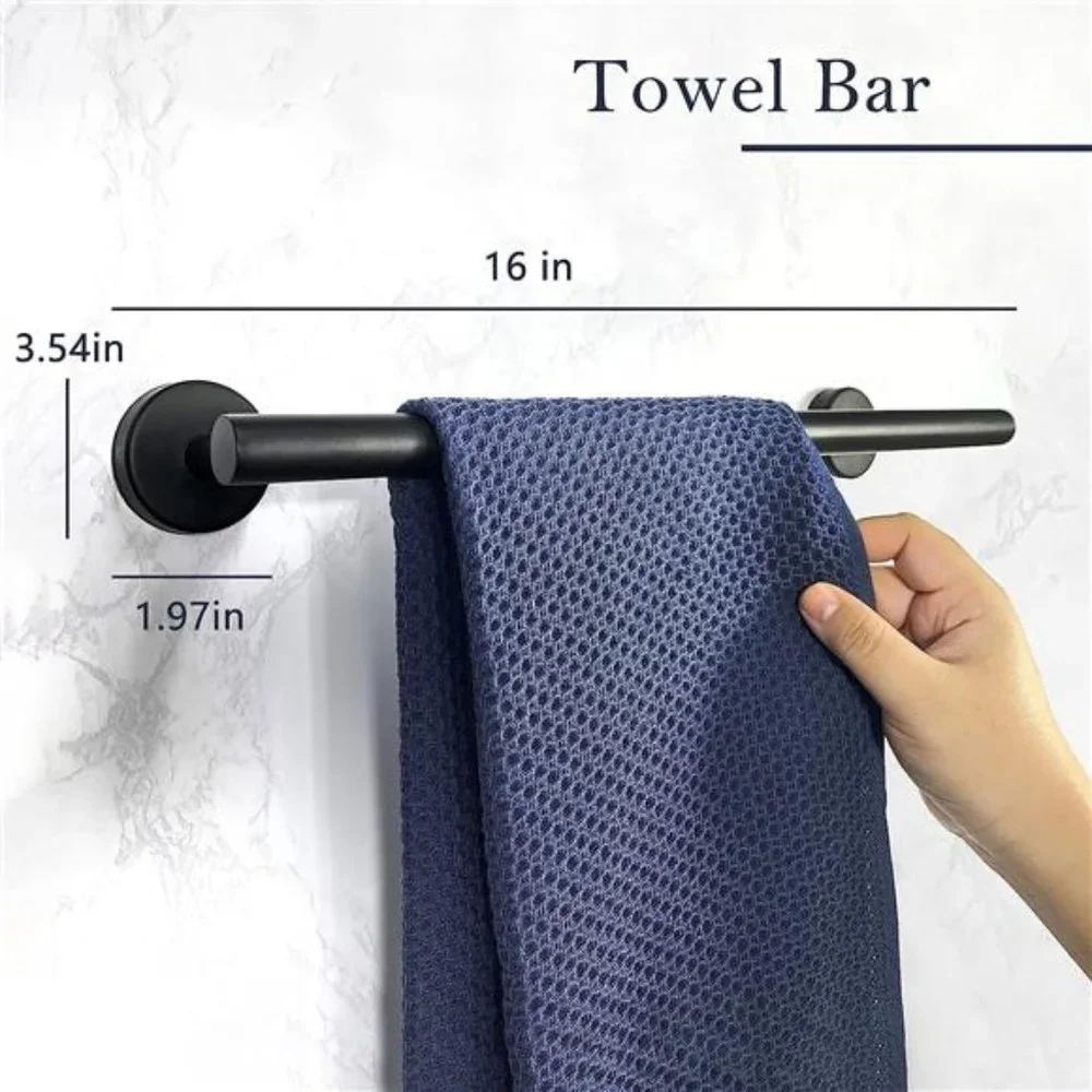 9-Piece Matte Black Bathroom Hardware Accessories Set, Bath Towel Bar Set